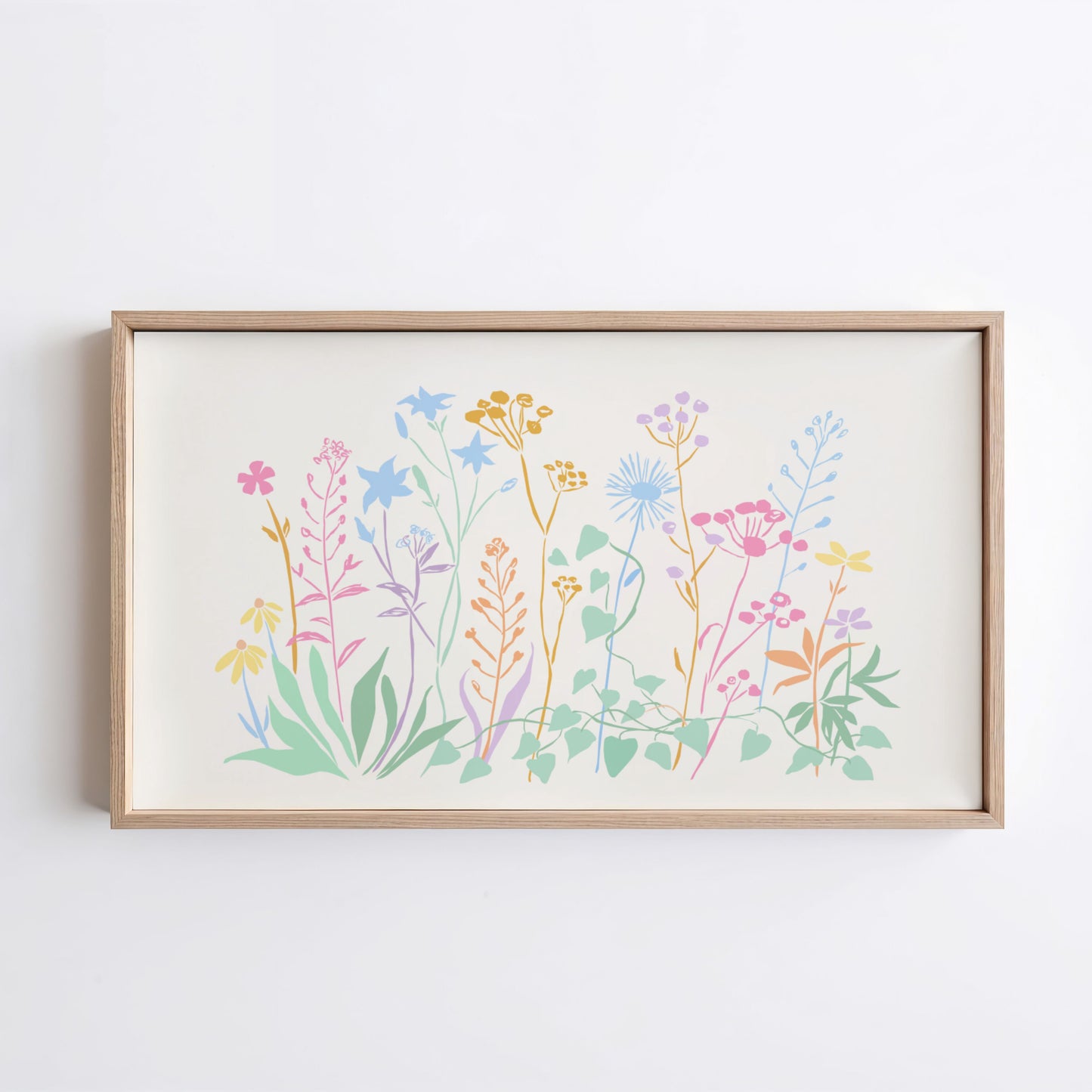 Pastel Floral Sketch 4K TV Art | Colourful Flowers Botanical 4K Art for TV Screen