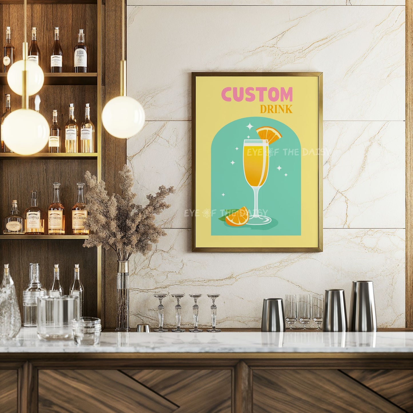 Custom Cocktail Digital Print | Personalised Drink Printable Wall Art | Signature Drink Art
