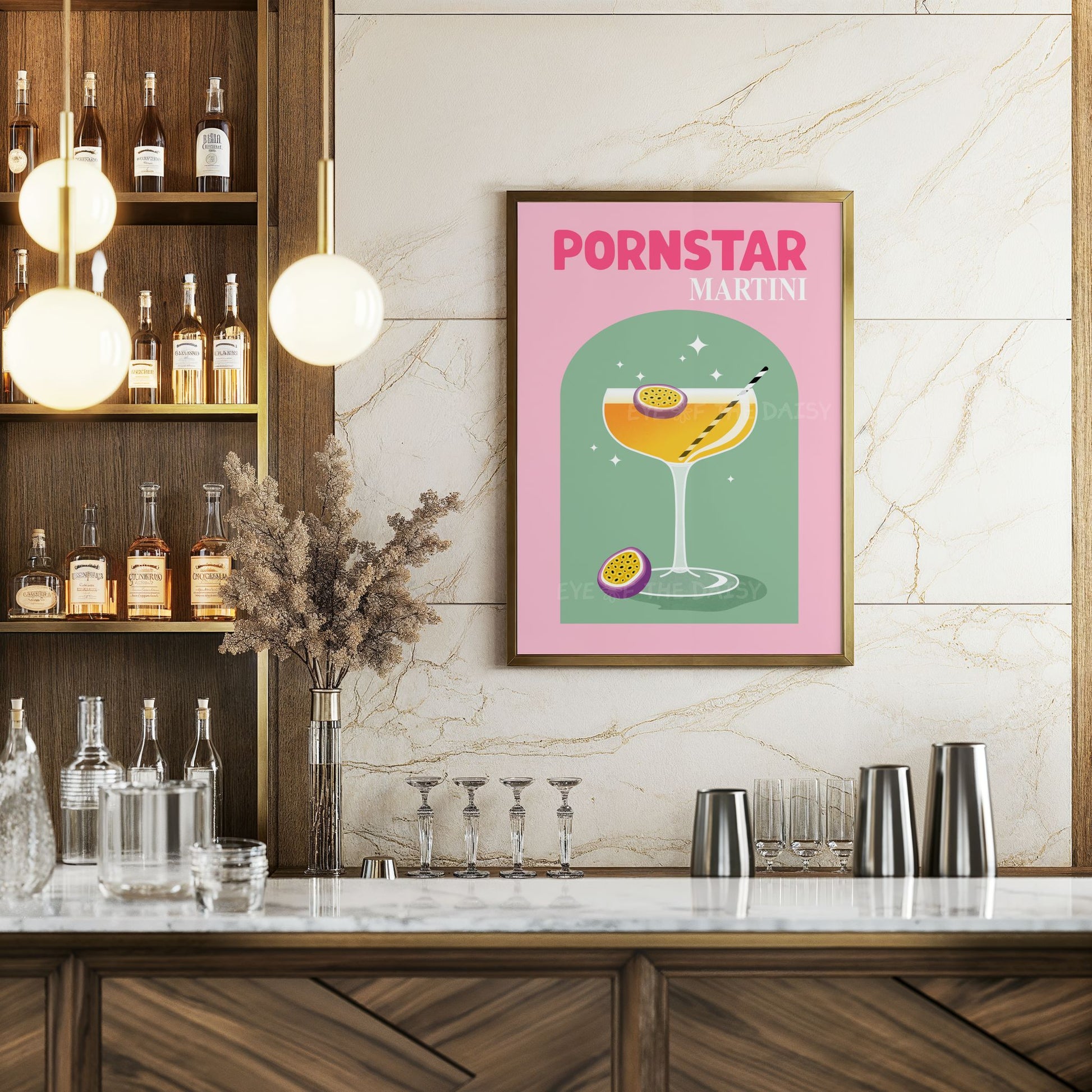 Cocktail print set of 6 in bold colors, perfect digital download for styling a fun gallery wall or modern bar cart display