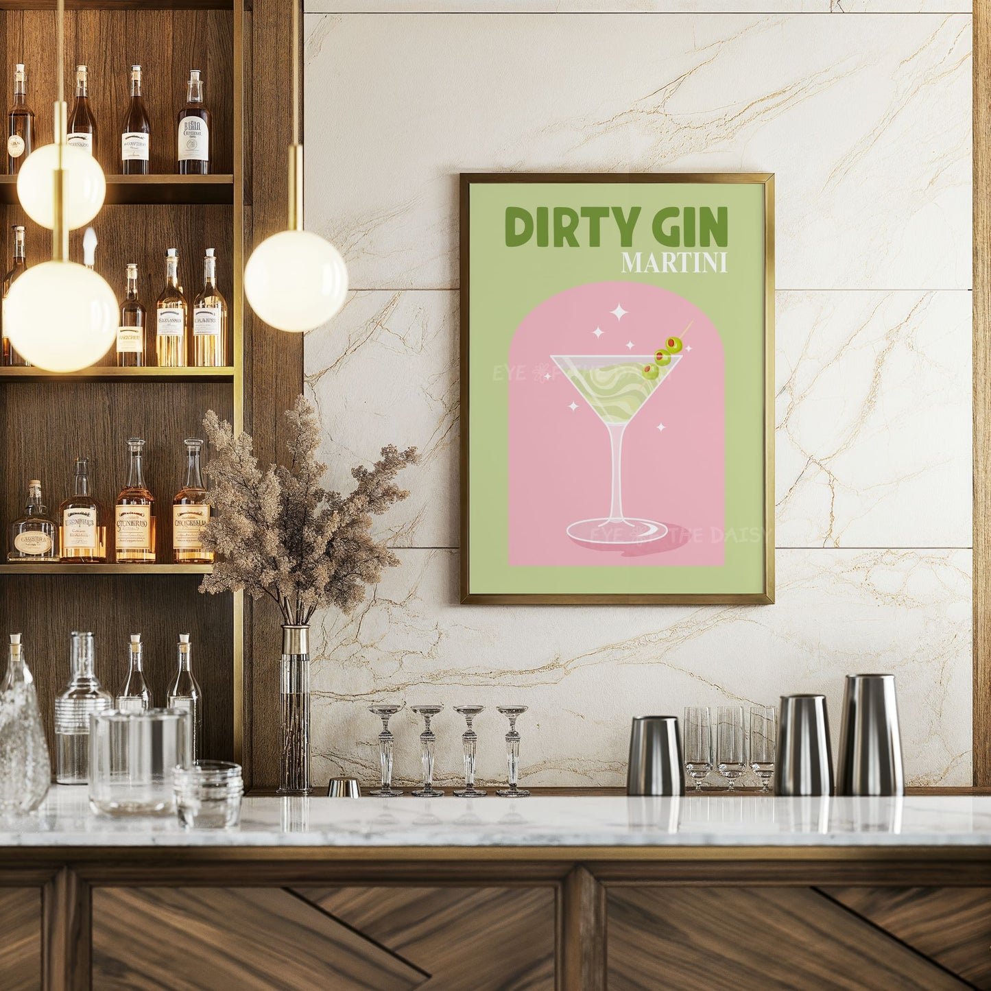 Cocktail print set of 9, digital wall art download for colorful bar cart decor, trendy drink posters for kitchen or college apartment