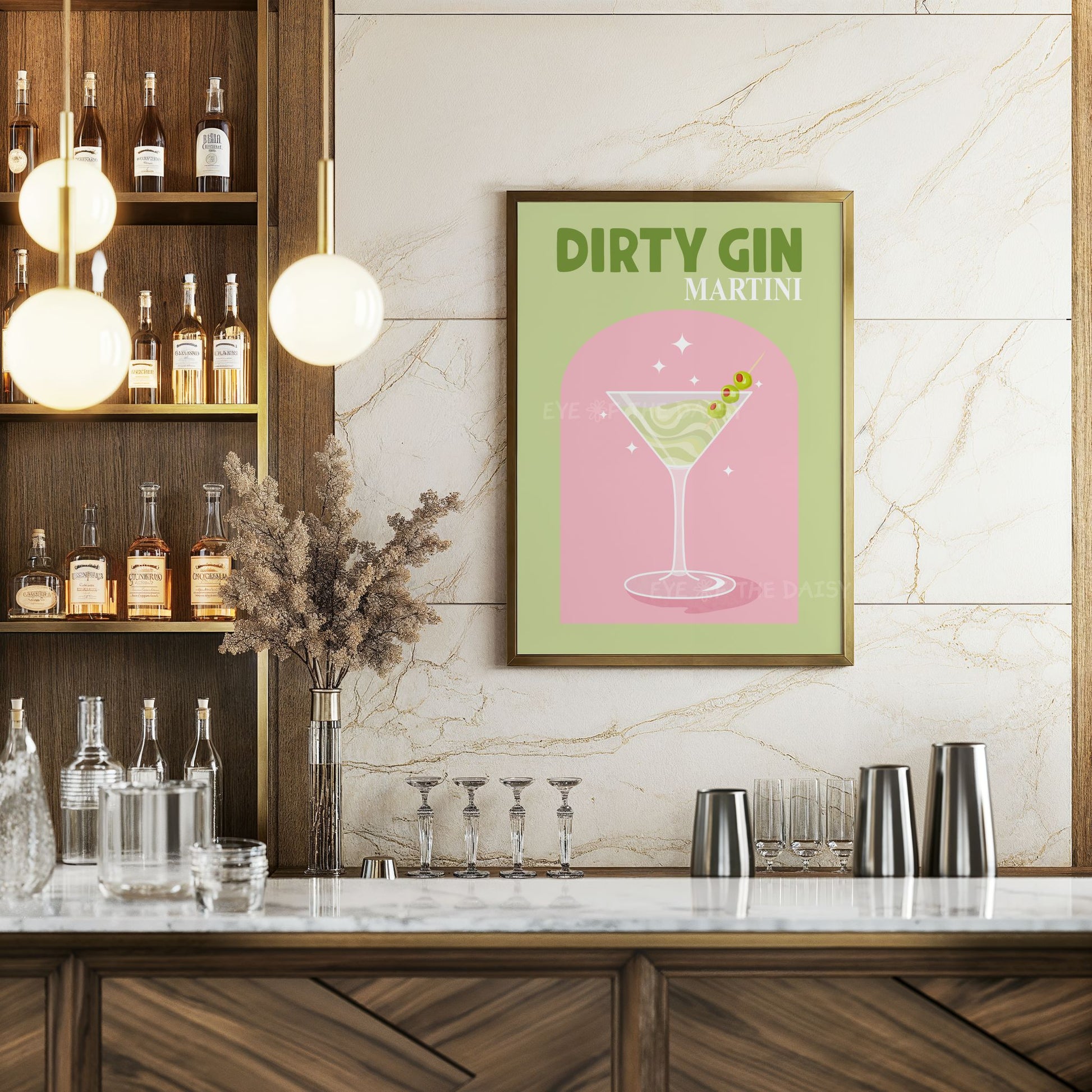 Cocktail print set of 9, digital wall art download for colorful bar cart decor, trendy drink posters for kitchen or college apartment