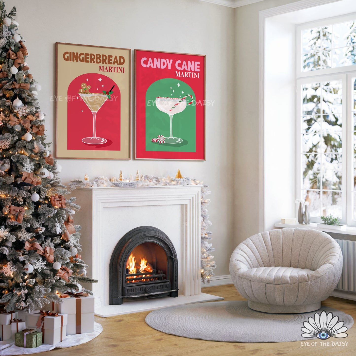 Set of 3 Christmas Cocktail Prints Digital Download | Retro Holiday Drink Printable Wall Art