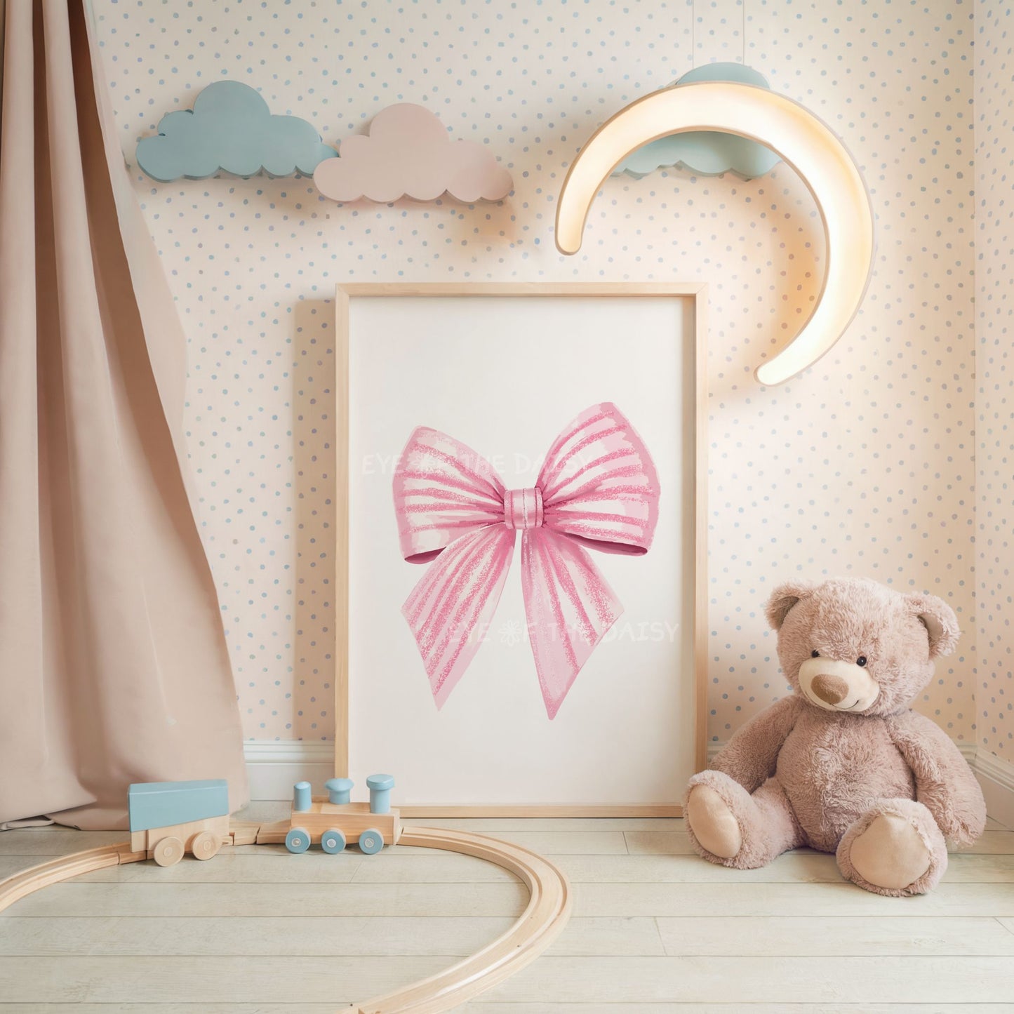 Pink watercolor bows print set – cottagecore printable wall art, digital download gallery wall set of 3 for tween girl’s bedroom decor