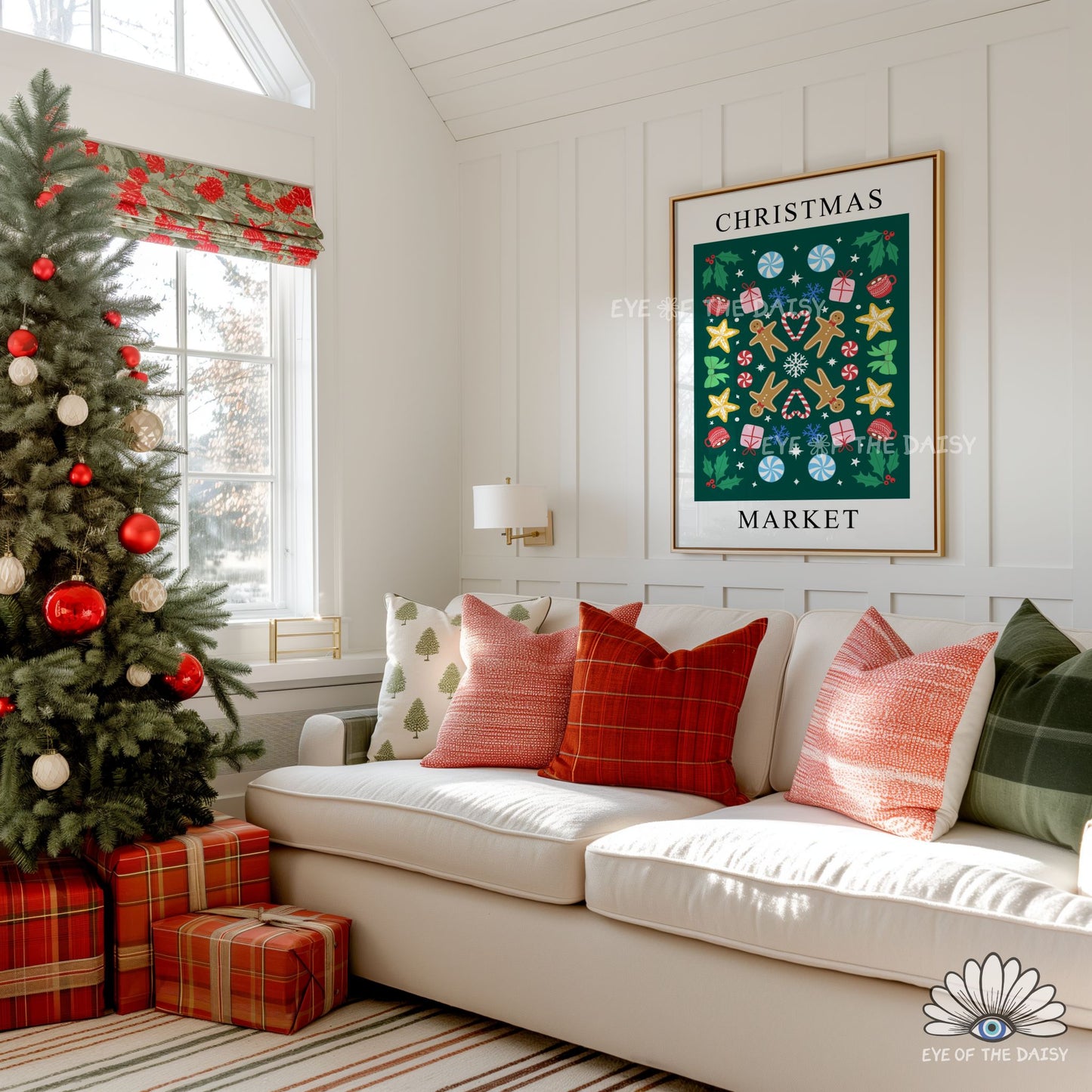 Christmas Market Digital Print Set of 2 | Nordic Folk Art Holiday Printable Wall Art Set