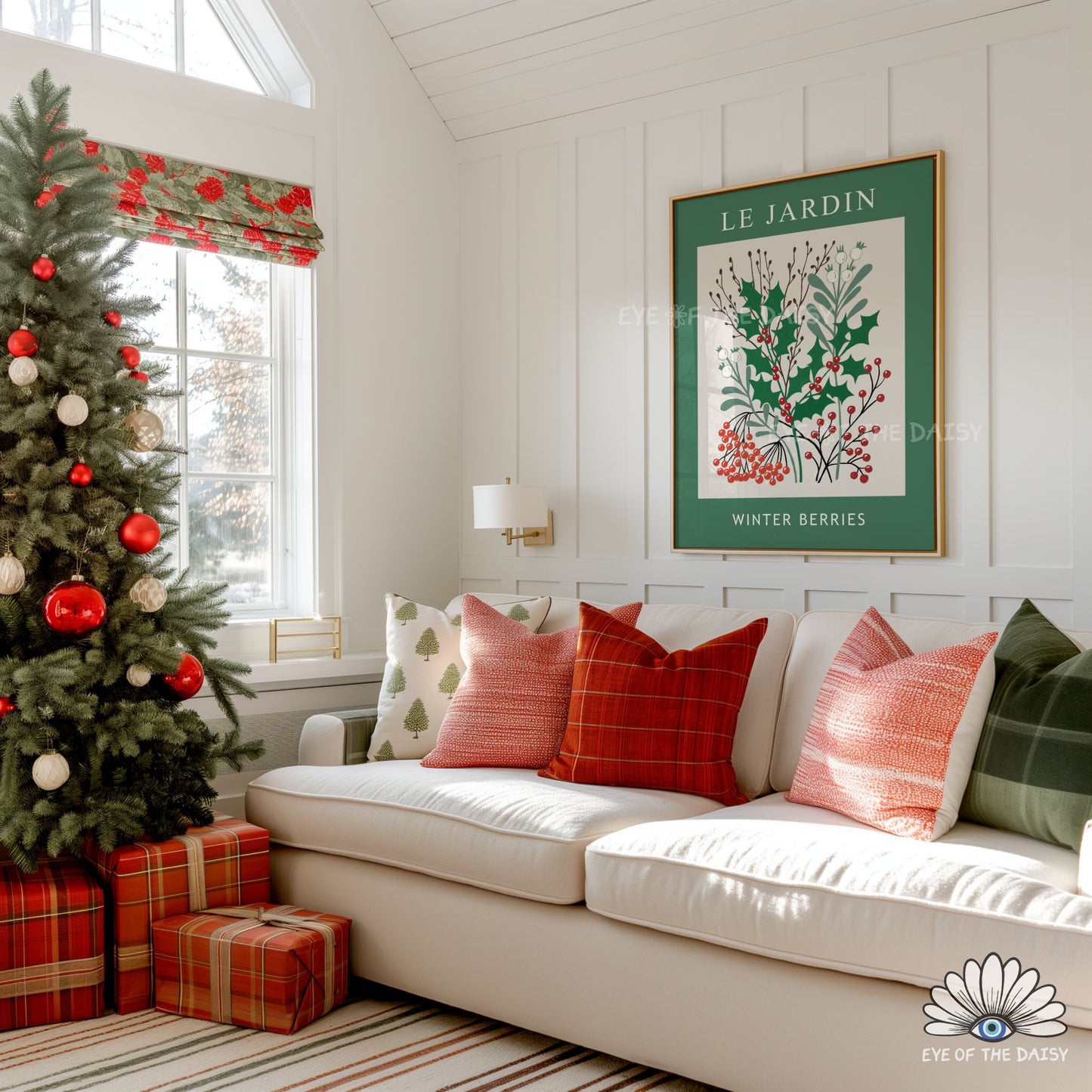 Vintage Winter Botanical Print Digital Download | Holly Mistletoe Botanical Printable Wall Art