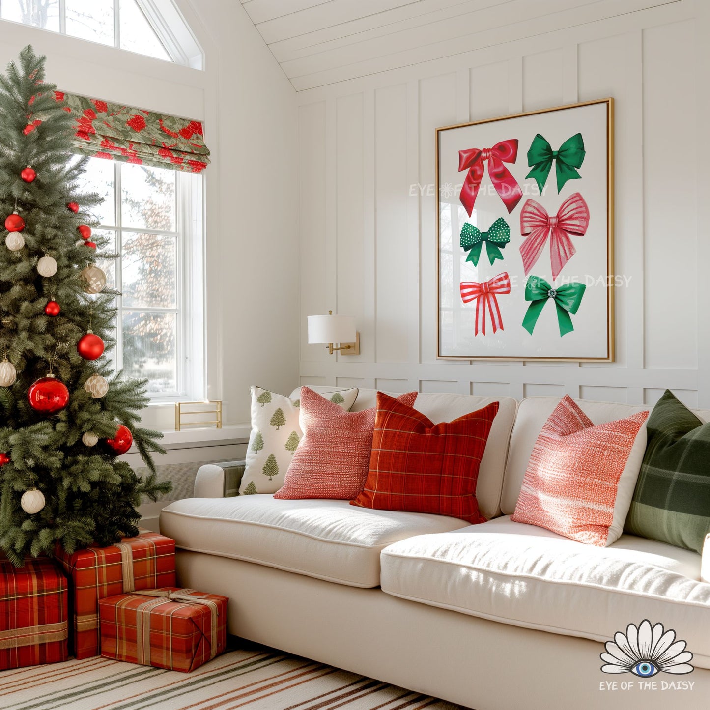 Christmas Bows Print Digital Download | Traditional Holiday Ribbons Printable Wall Art