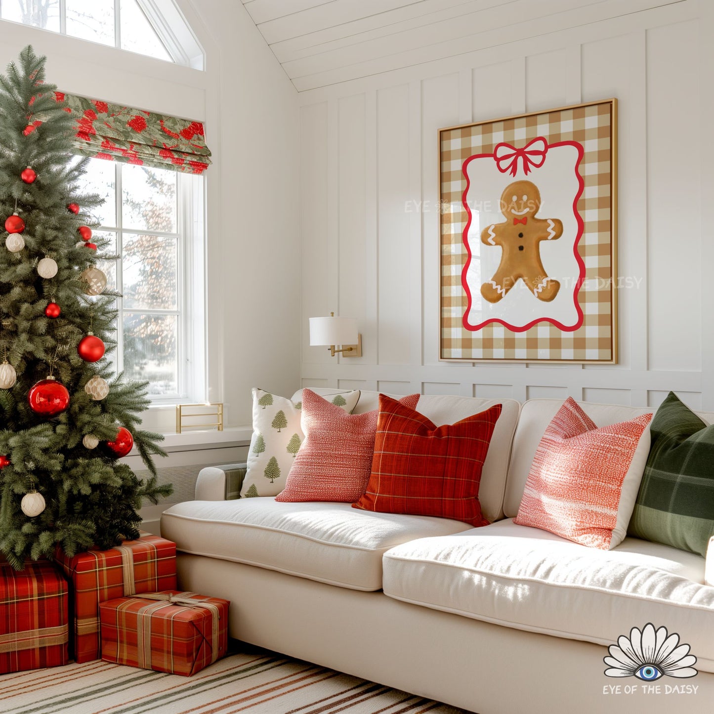 Cute Gingerbread Man Print Digital Download | Check Vintage Holiday Printable Wall Art