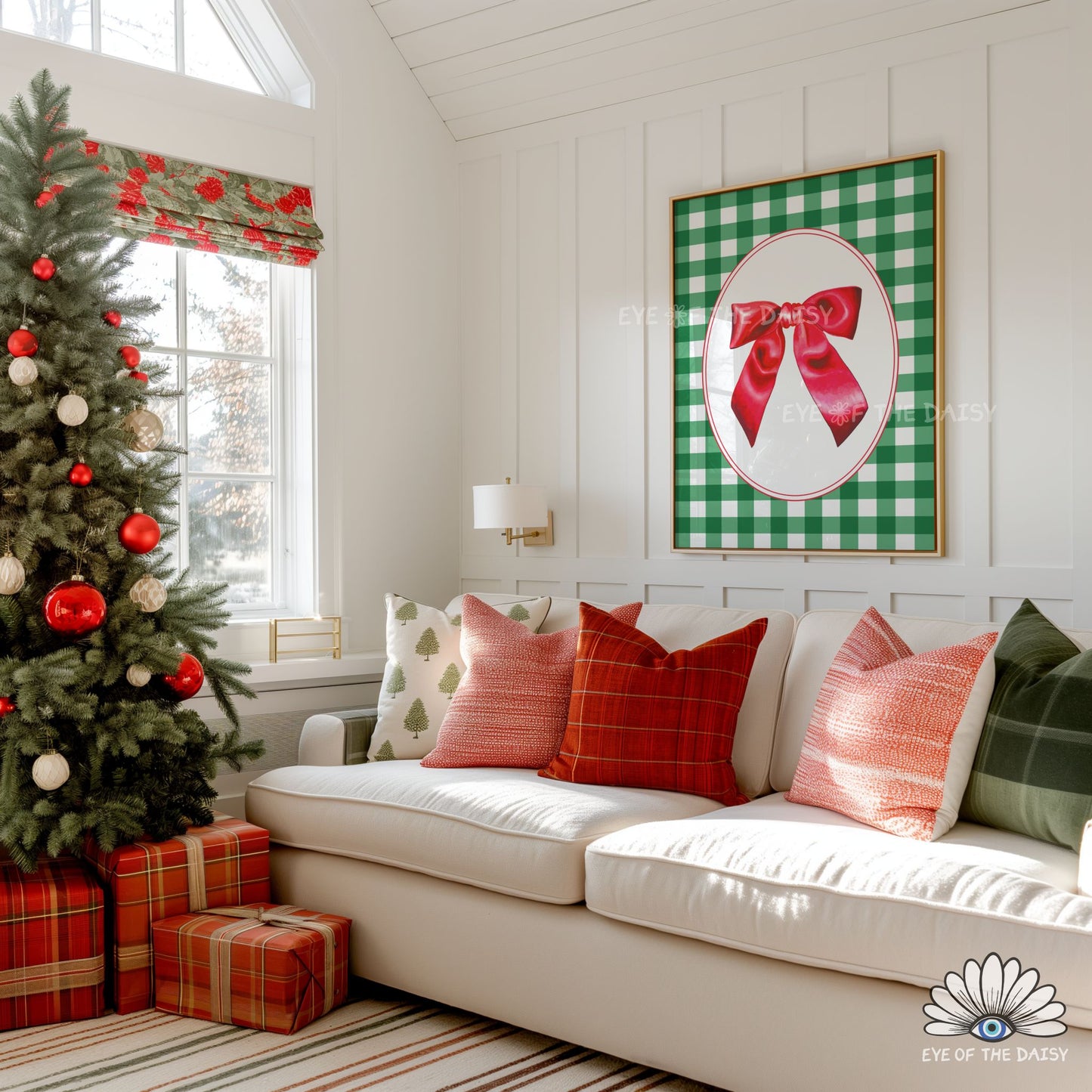 Vintage Christmas Bow Print Digital Download | Traditional Holiday Printable Wall Art