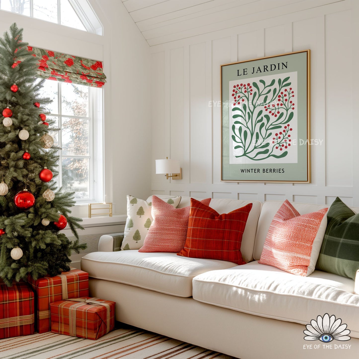 Winter Botanical Print Digital Download | Sage Green Winter Berries Printable Wall Art