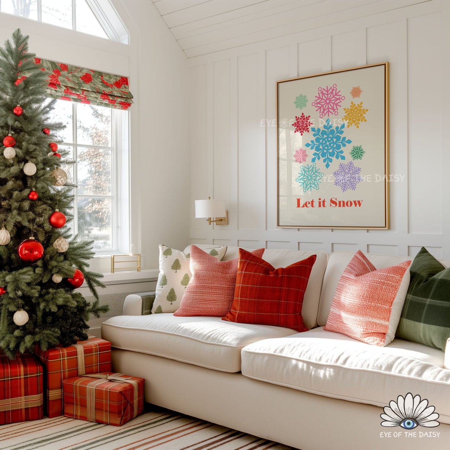 Colourful Snowflakes Print Digital Download | Let it Snow Christmas Printable Wall Art