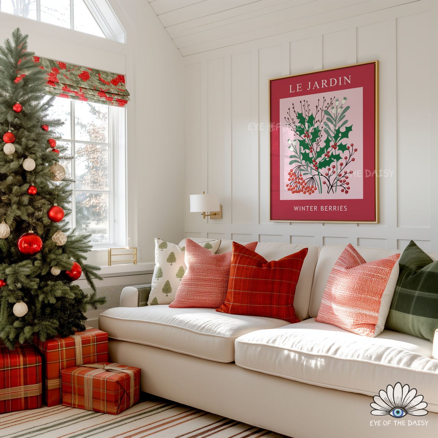 Vintage Winter Berries Print Digital Download | Holly Mistletoe Botanical Printable Wall Art