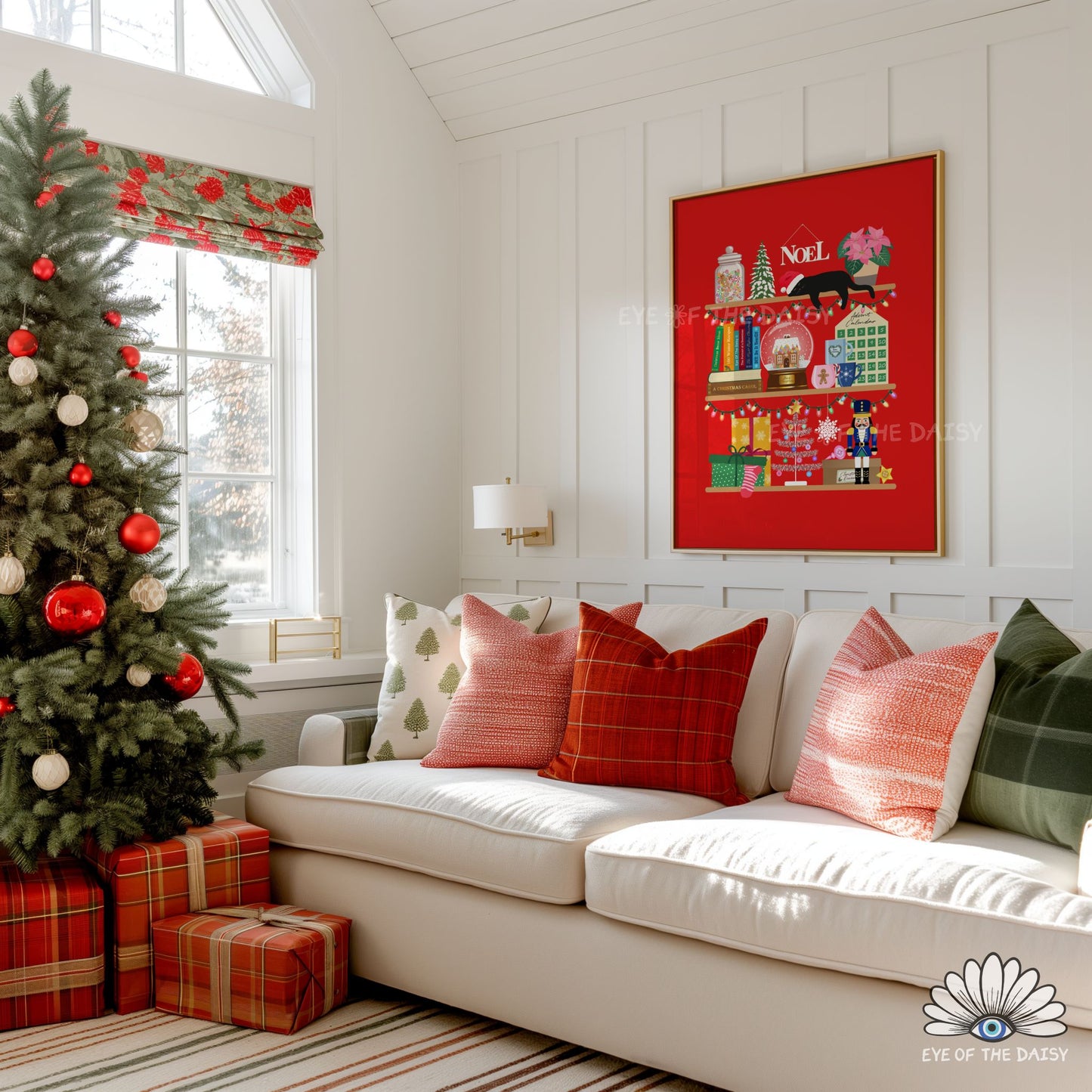 Christmas Shelf Print Digital Download | Maximalist Holiday Printable Wall Art