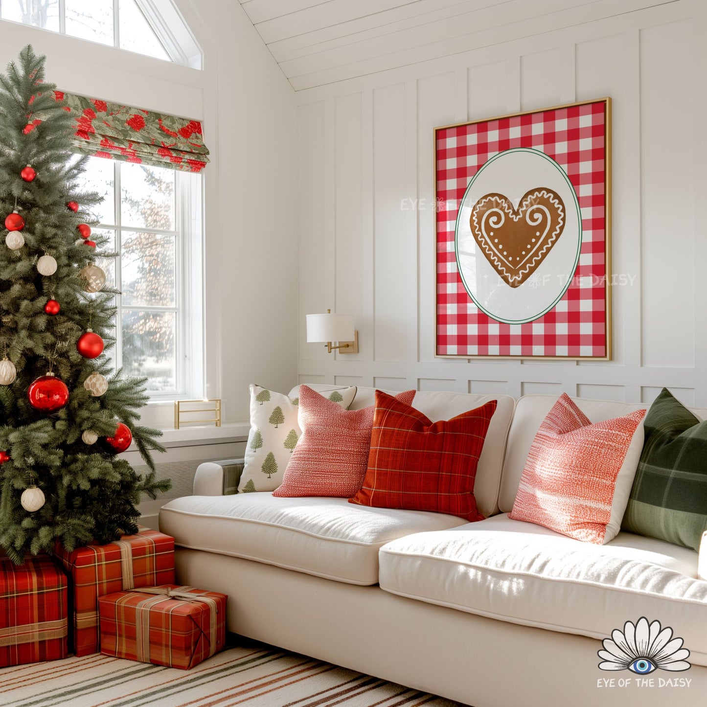 Gingerbread Heart Cookie Print Digital Download | Vintage Holiday Printable Wall Art