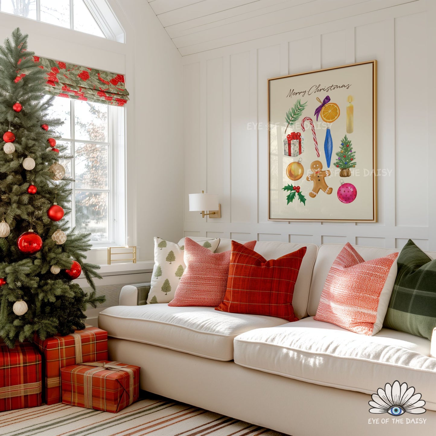 Christmas Watercolour Illustrations Print Download | Colourful Classic Holiday Printable Wall Art