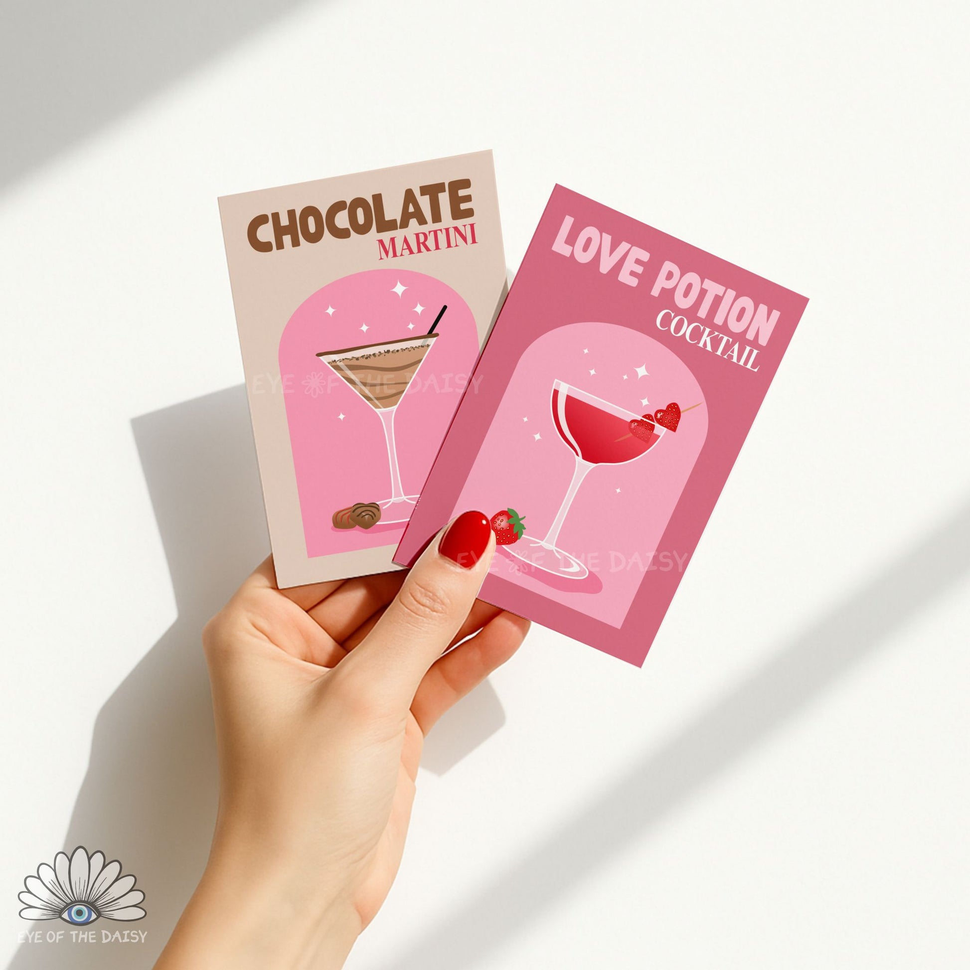 Valentine’s Day cocktail print set of 3, digital download printable wall art, colorful retro drinks for party rooms or kitchens, cute girly feel