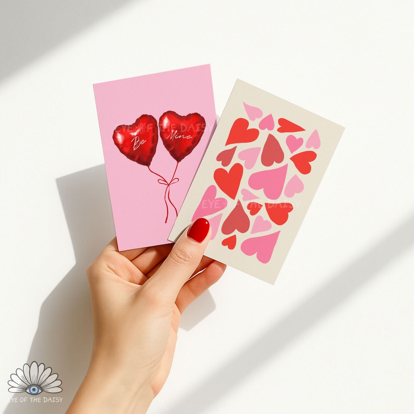 Red and pink Valentine’s printable wall art set of 6 hand drawn digital downloads, poster bundle for bedrooms, dorms, apartments, or kitchens