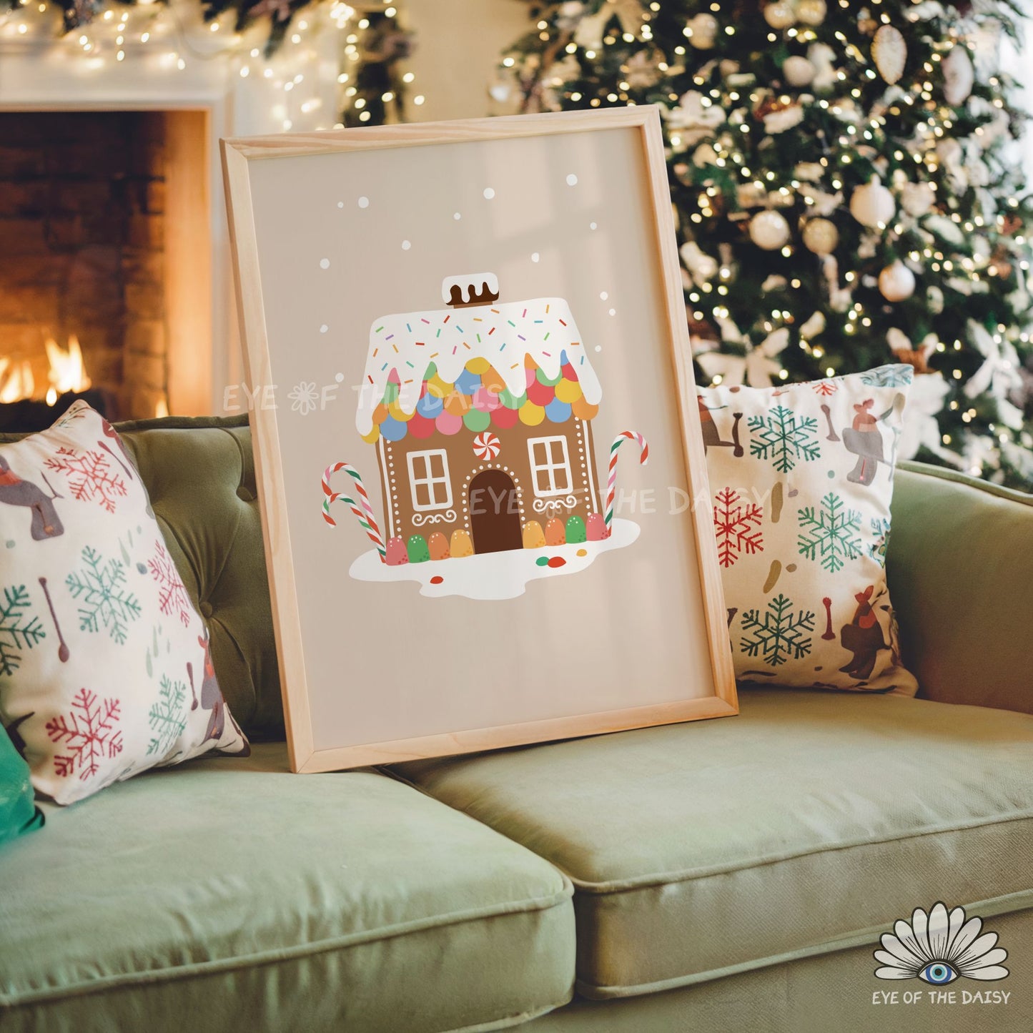 Set of 3 Gingerbread House Prints Digital Download | Cute Christmas Printable Wall Art