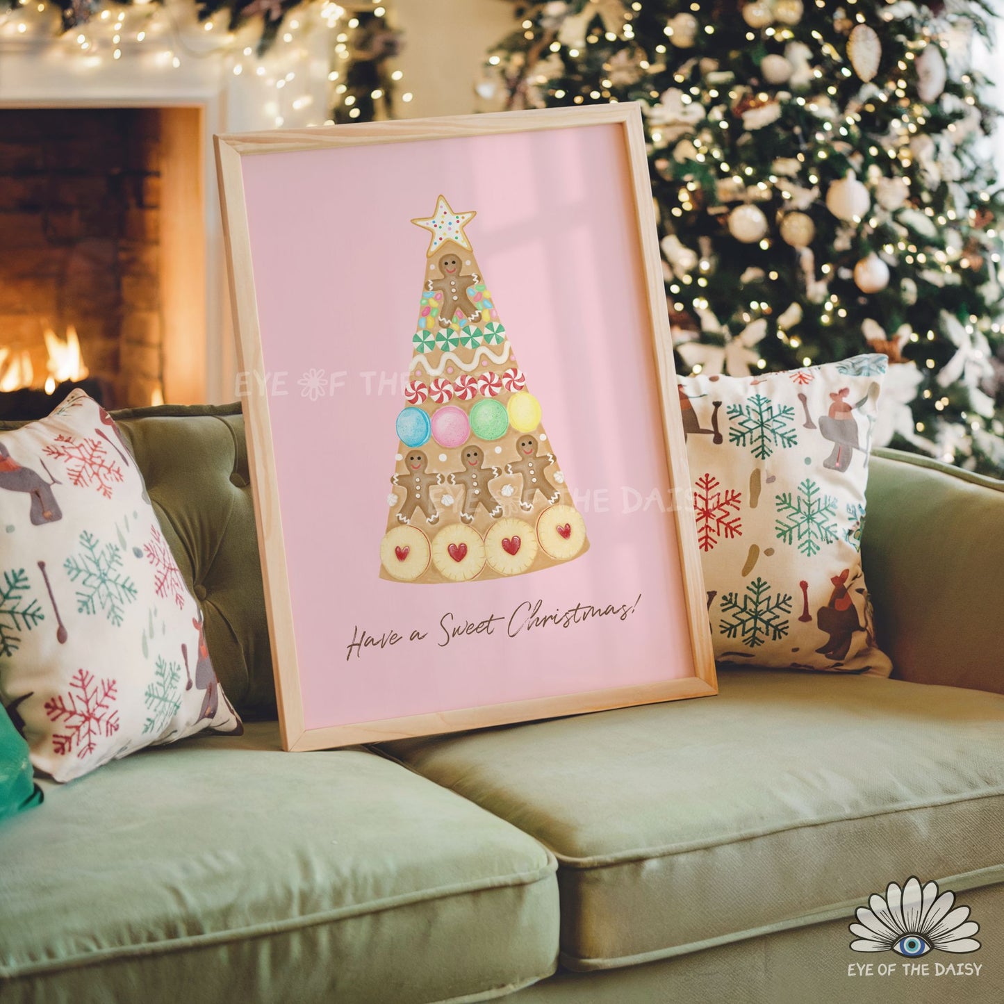 Christmas Gingerbread Print Download | Pink Holiday Kitchen Printable Wall Art