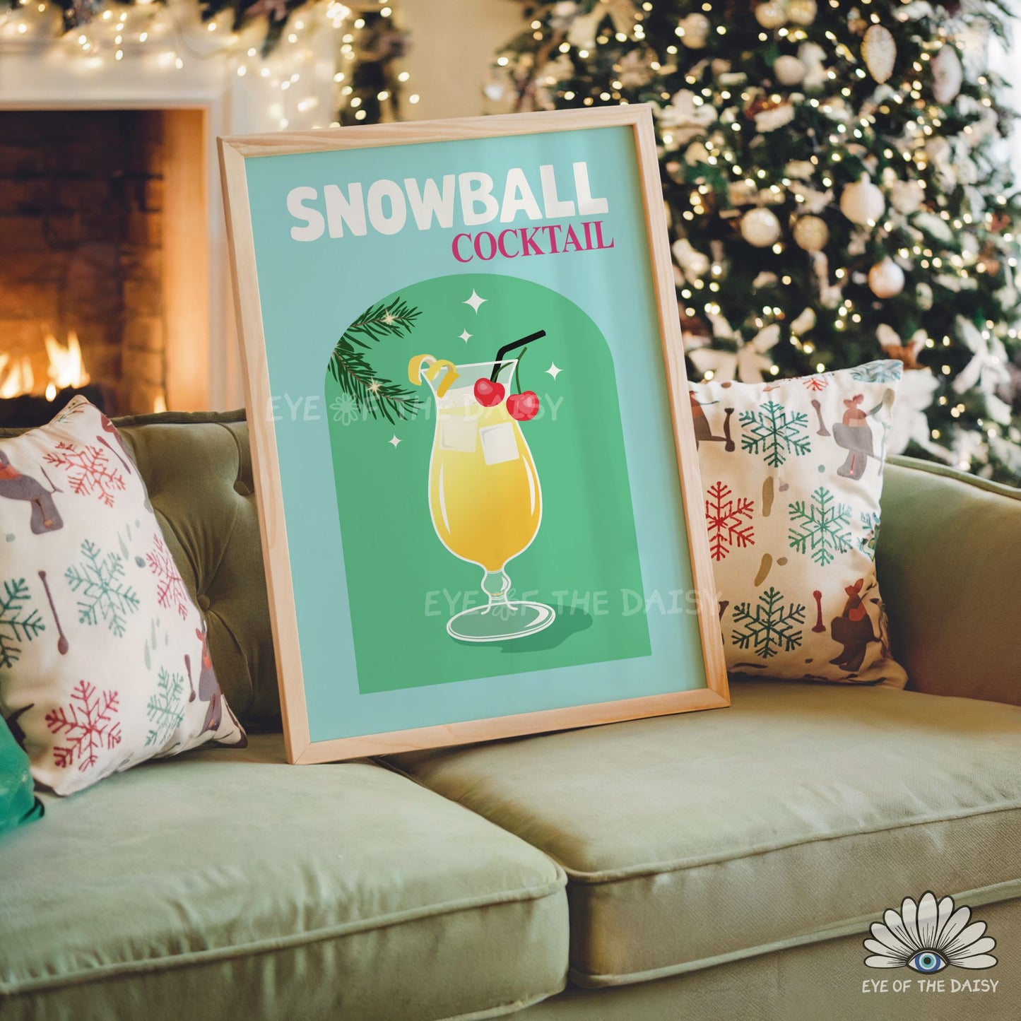 Set of 6 Christmas Cocktail Prints Digital Download | Retro Holiday Drink Printable Wall Art
