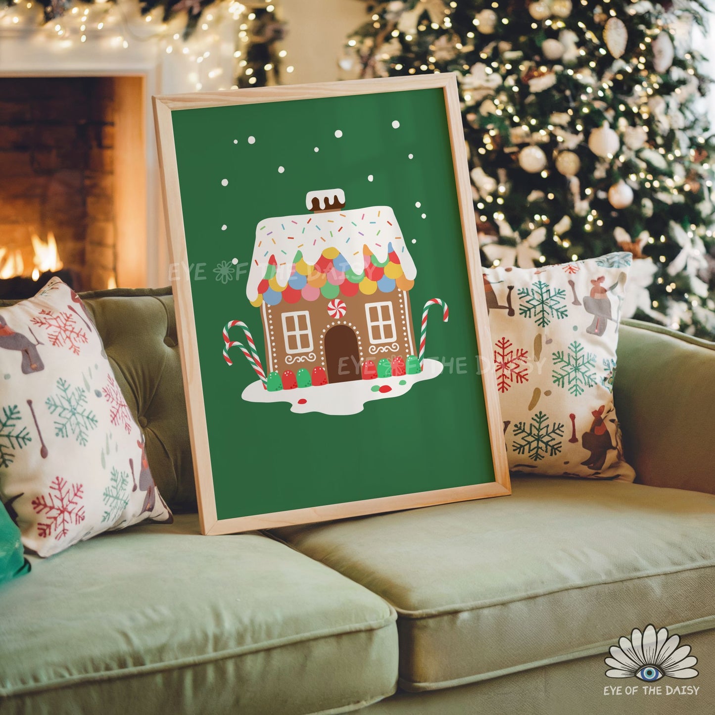 Set of 3 Gingerbread House Prints Digital Download | Vintage Christmas Printable Wall Art