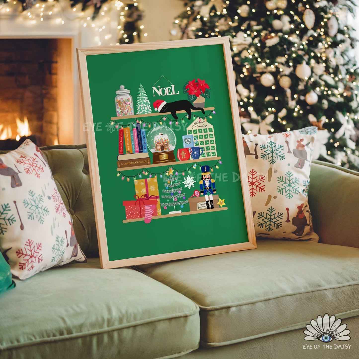 Christmas Shelf Print Digital Download | Holiday Shelves Bookish Printable Wall Art