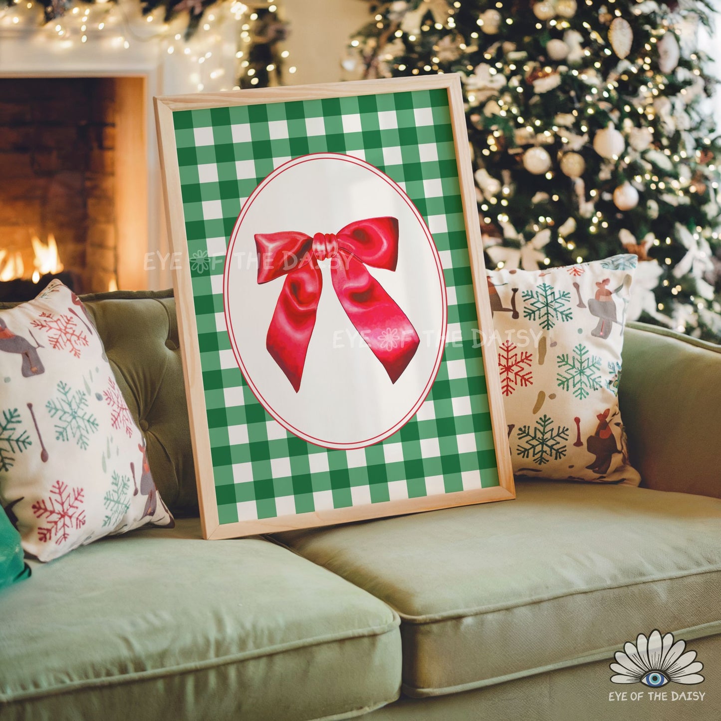 Vintage Christmas Bow Print Digital Download | Traditional Holiday Printable Wall Art