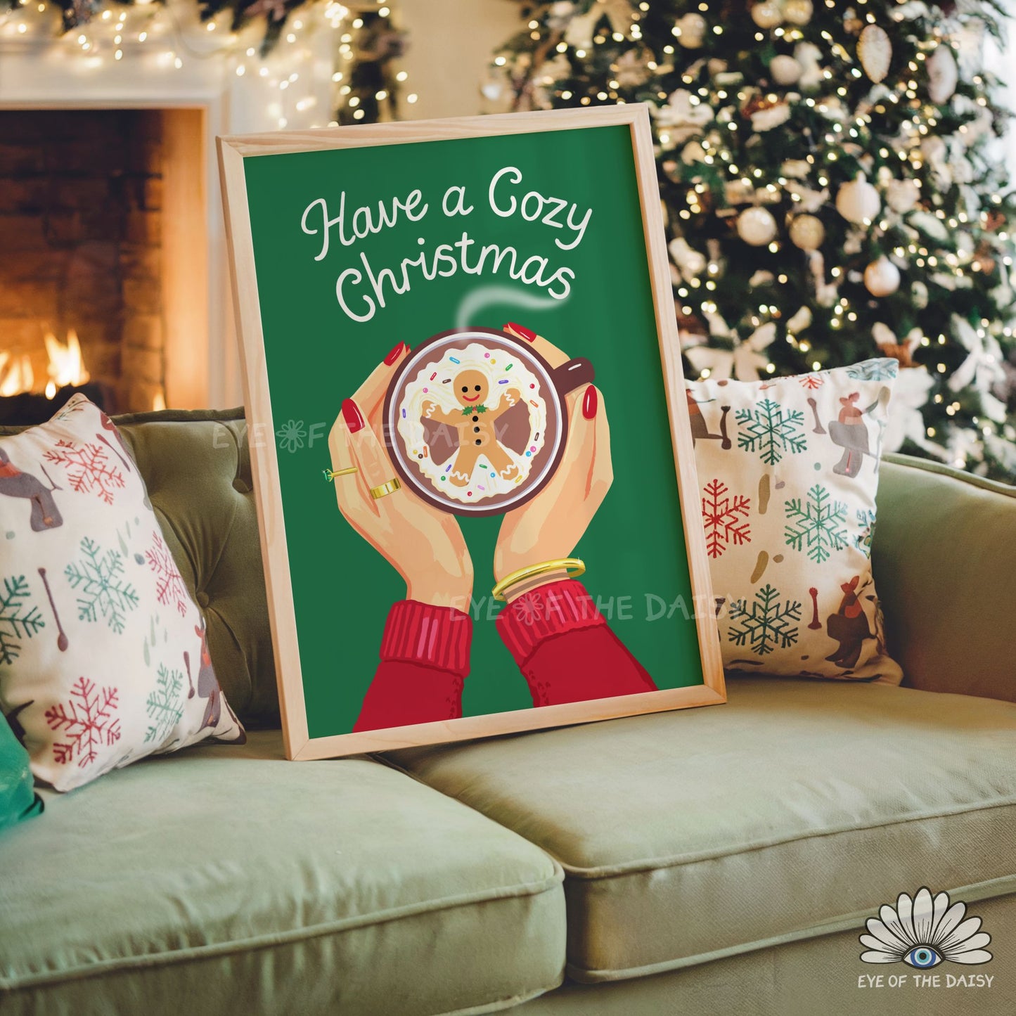 Festive Mug Print Digital Download | Christmas Hot Cocoa Station Printable Wall Art