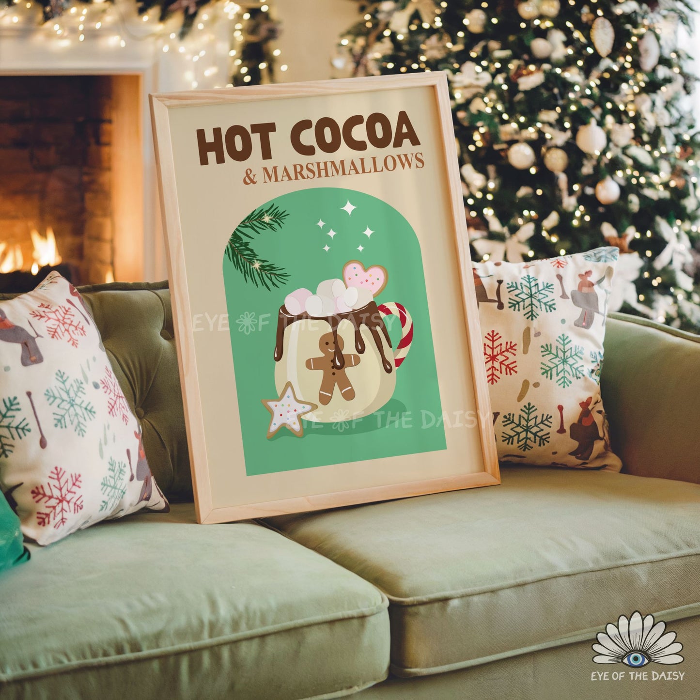 Hot Chocolate Print Digital Download | Retro Holiday Cocoa Station Printable Wall Art