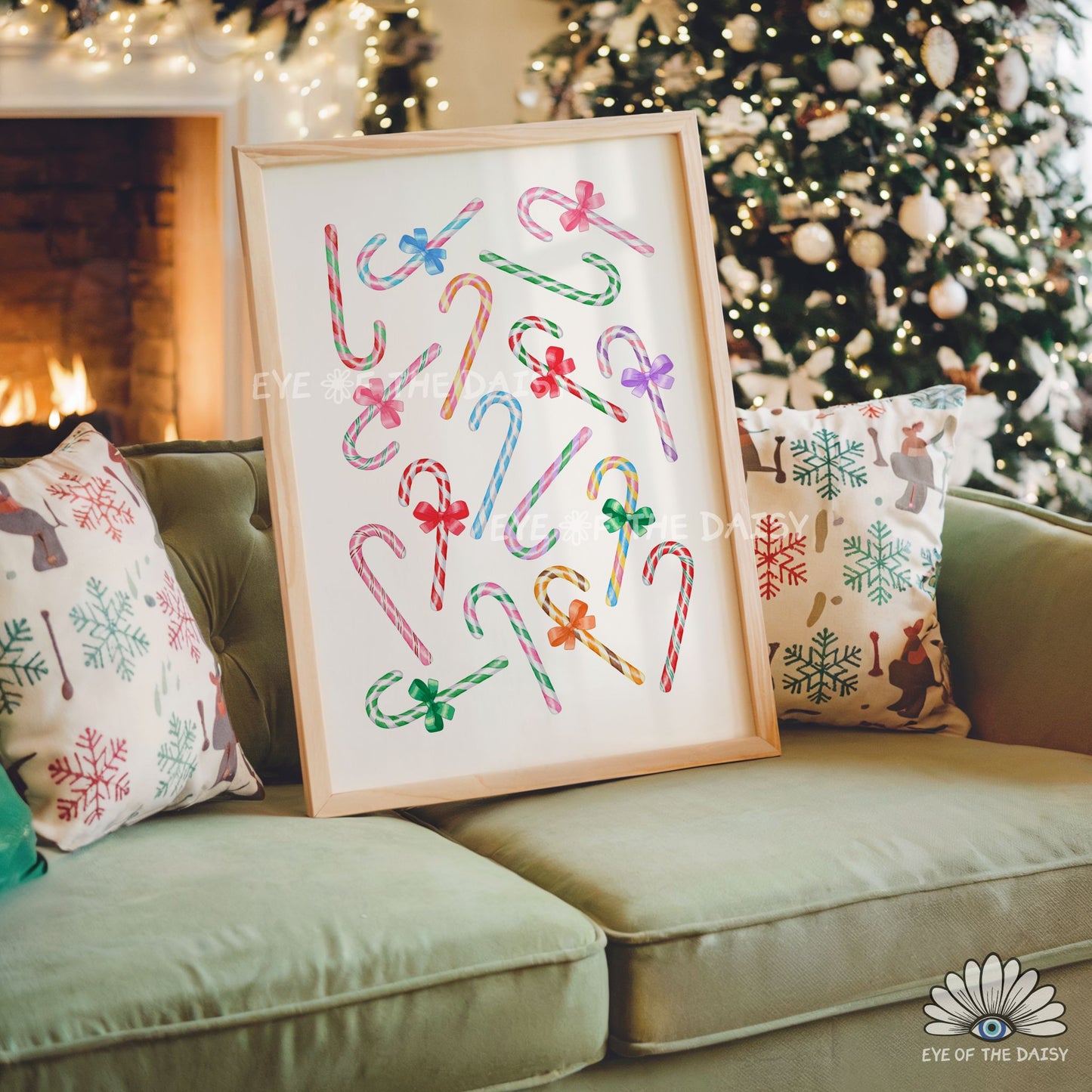 Colourful Candy Canes Print Digital Download | Fun Trendy Holiday Printable Wall Art