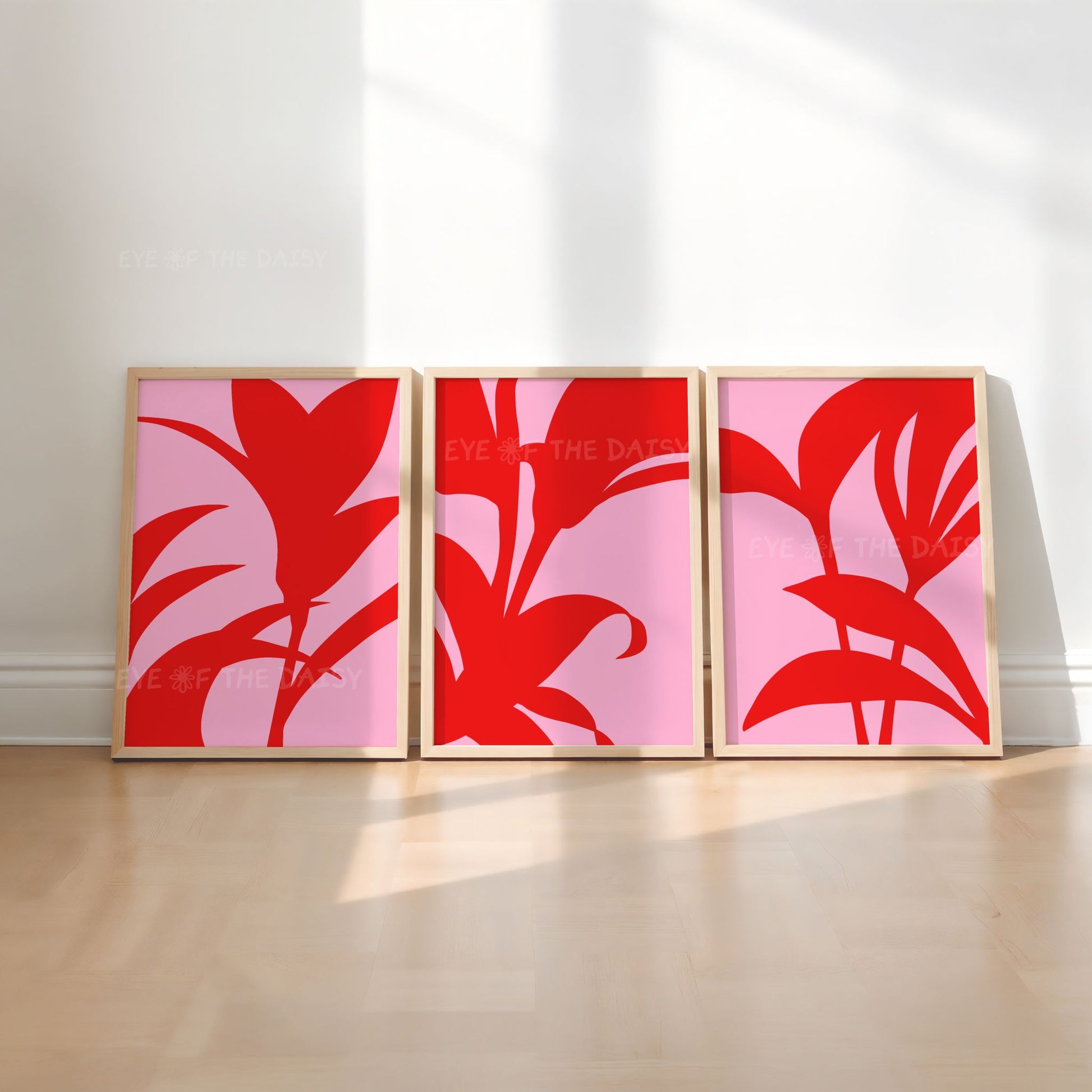 Printable poster set — bright and colourful abstract botanical art, perfect DIY print digital download for modern Scandi living rooms