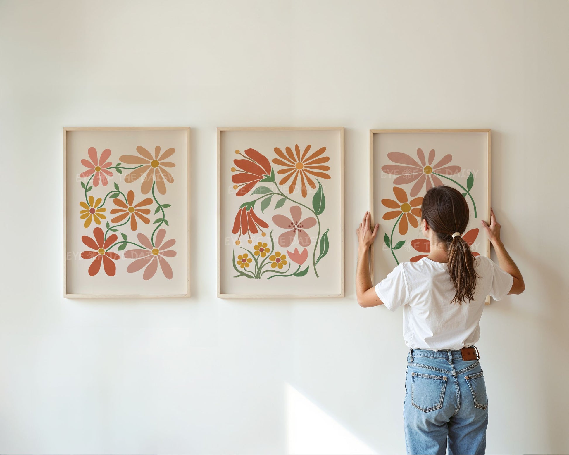 Terracotta abstract botanical print set of 3, great printable art for gender neutral nursery, children's room or dorm room decor