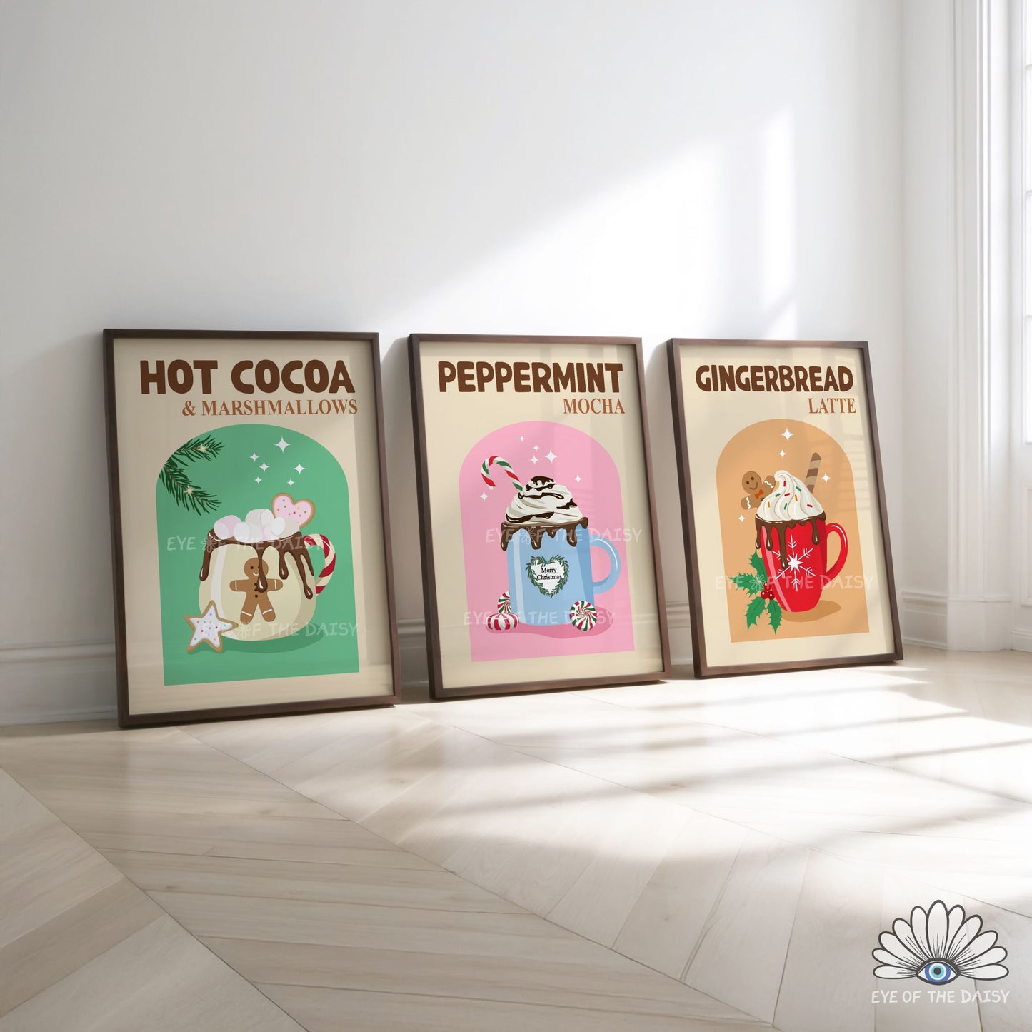 Set of 3 Hot Cocoa Bar Prints Digital Download | Coffee Christmas Drinks Printable Wall Art