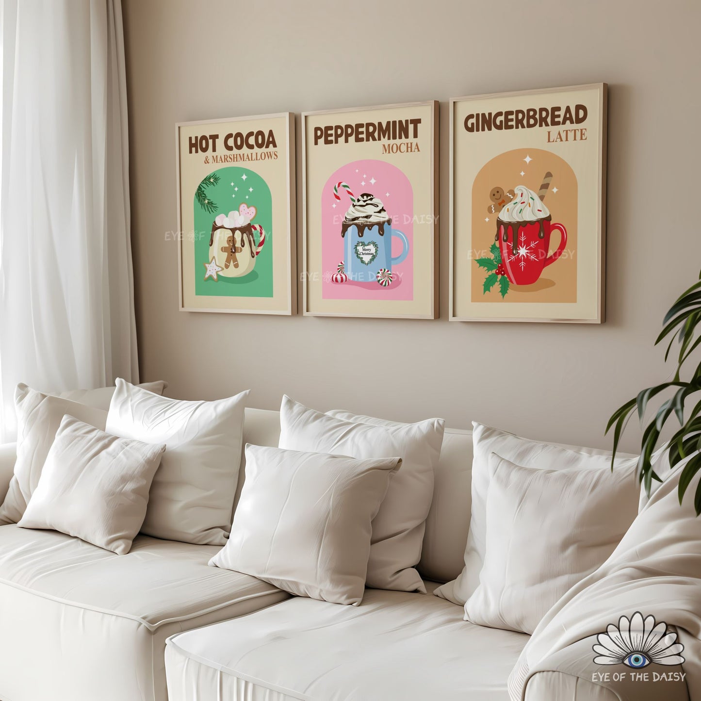 Set of 3 Hot Cocoa Bar Prints Digital Download | Coffee Christmas Drinks Printable Wall Art