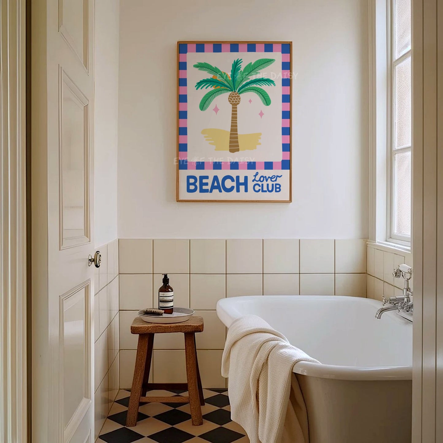 Fun Beach Lover Club printable art poster – colorful digital download with beachy vibes, perfect wall decor for modern bathroom