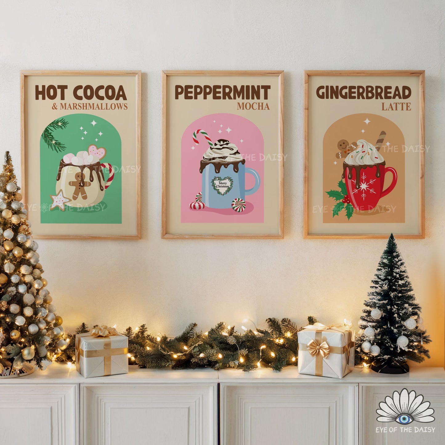 Set of 3 Hot Cocoa Bar Prints Digital Download | Coffee Christmas Drinks Printable Wall Art