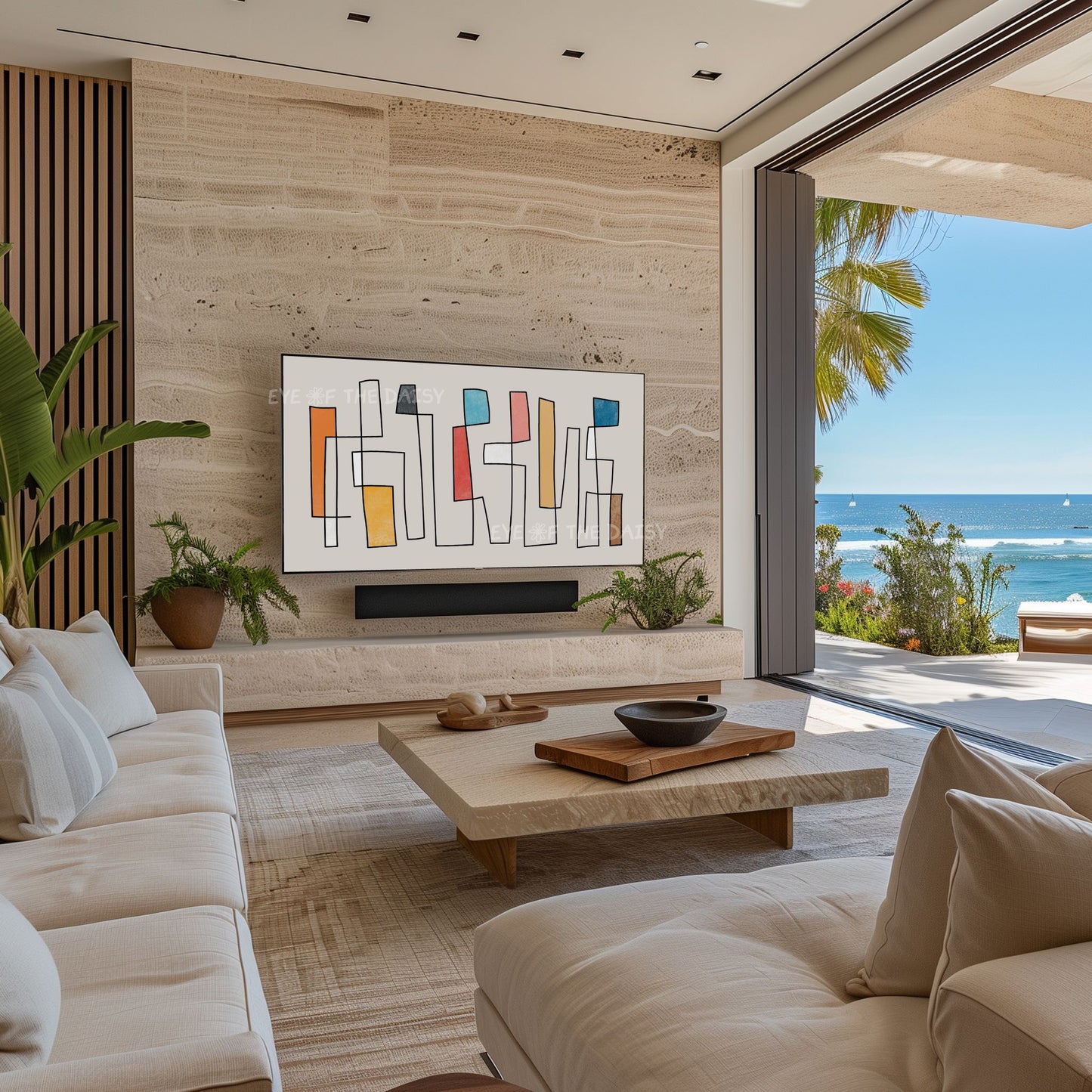 Mid Century Modern Abstract 4K TV Art | Contemporary Line Art for TV Screen