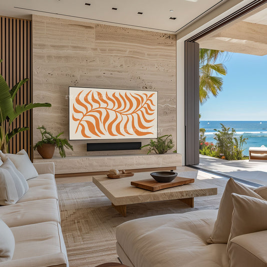 Orange Abstract Leaf TV Art 4K | Boho Modern Botanical 4K Art for TV Screen