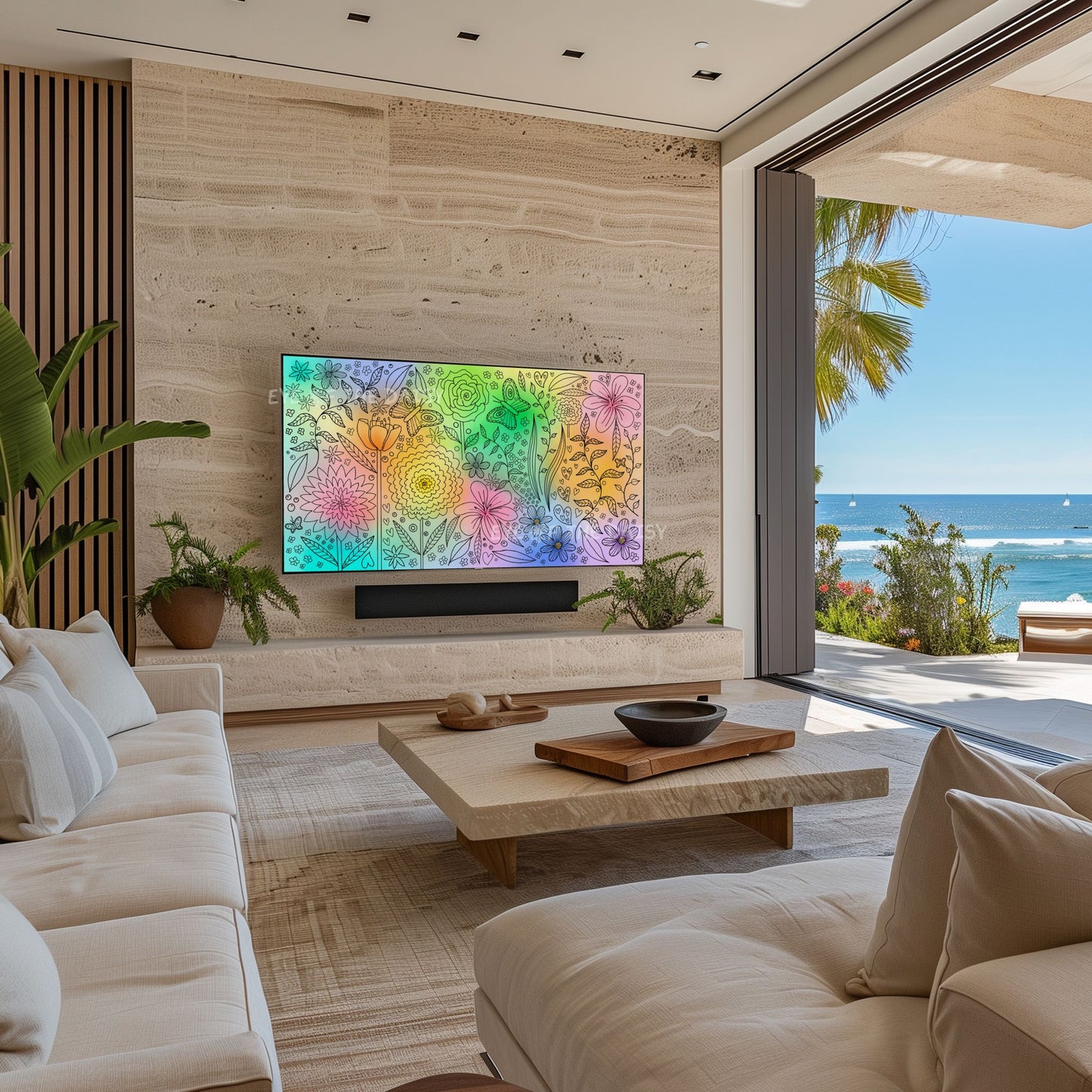 Intuitive Botanical Abstract 4K TV Art | Vibrant Colourful Floral Art for TV Screen