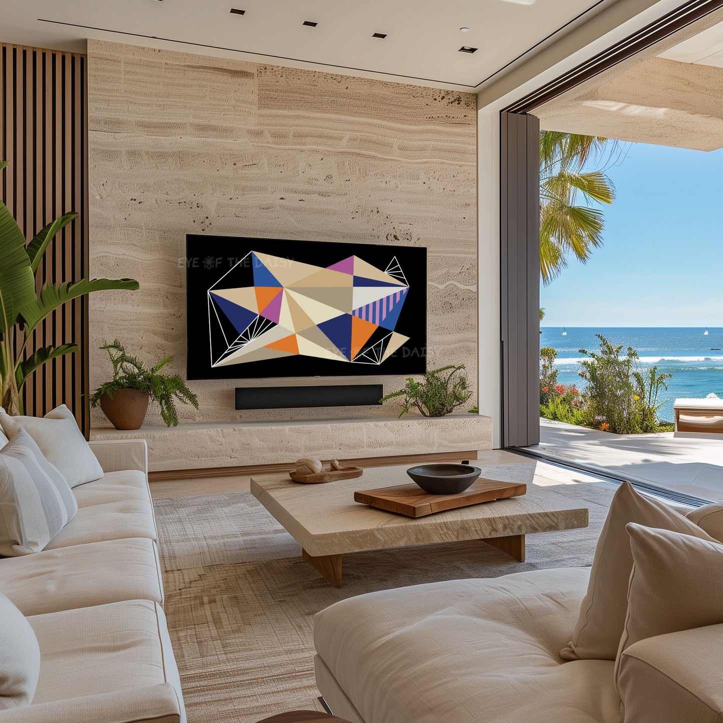 Black Orange Purple Blue Contemporary Abstract 4K TV Art | Mid Century Modern TV Art 4K