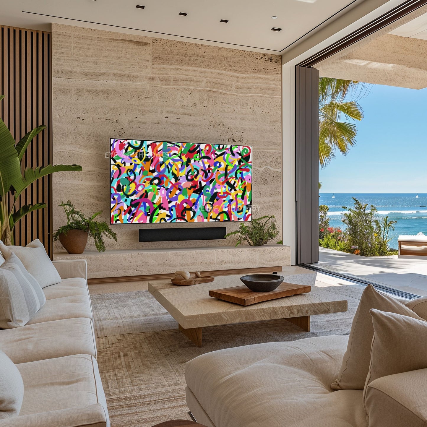 Graffiti Style Contemporary Abstract 4K TV Art | Vibrant Colourful Modern TV Art 4K