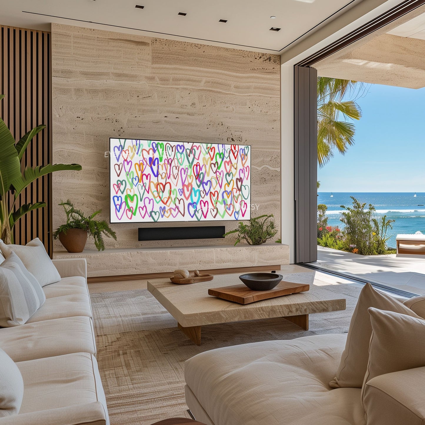 Graffiti Hearts Contemporary 4K TV Art | Colourful Abstract Hearts Digital Painting TV Art