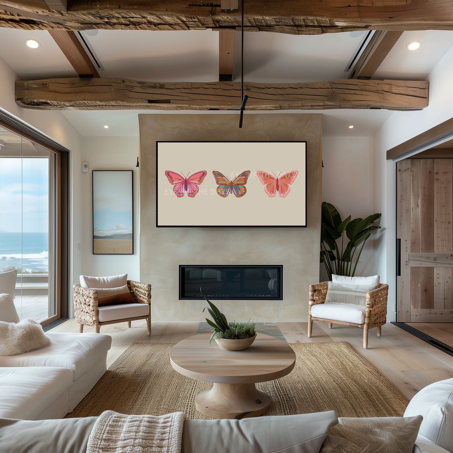 Boho Butterfly 4K TV Art | Neutral Tone Abstract Abstract Butterflies 4K Art for TV Screen