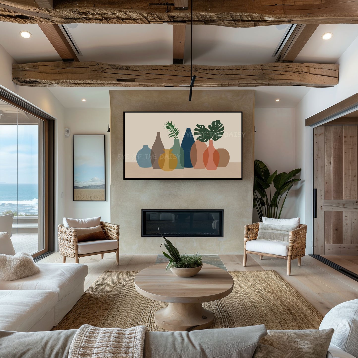 Earth Tone Boho Vases 4K TV Art | Modern Bohemian Plants in Pots Art for TV Screen