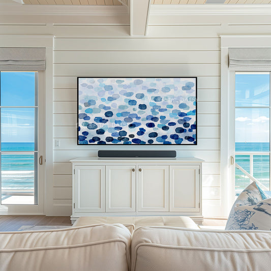 Blue Watercolour Brushstrokes 4K TV Art | Minimal Contemporary Coastal Abstract 4K TV Art