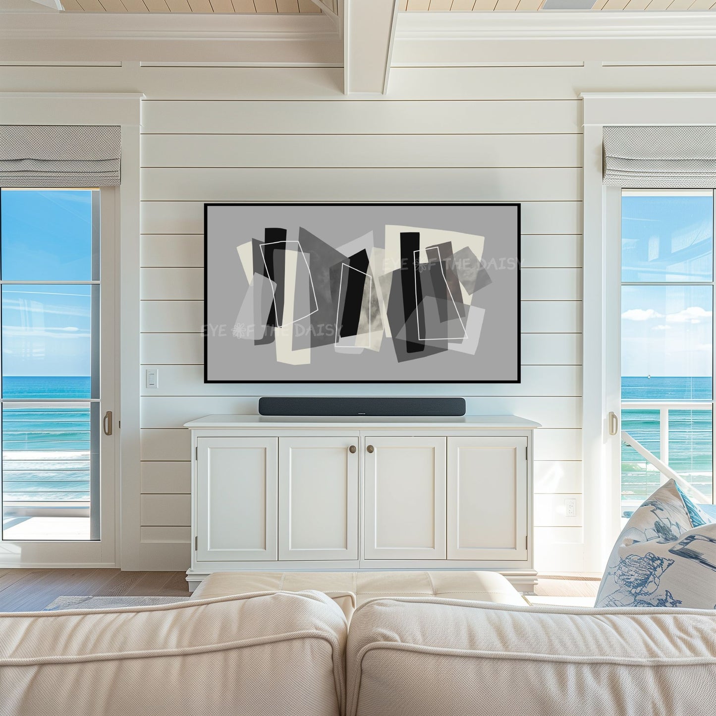 Grey Black Modern Abstract TV Art 4K | Contemporary Geometric 4K TV Art