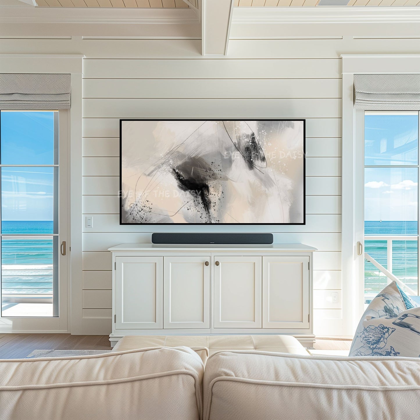 Neutral Abstract Expressionist 4K TV Art | Contemporary Digital Painting for TV Screen