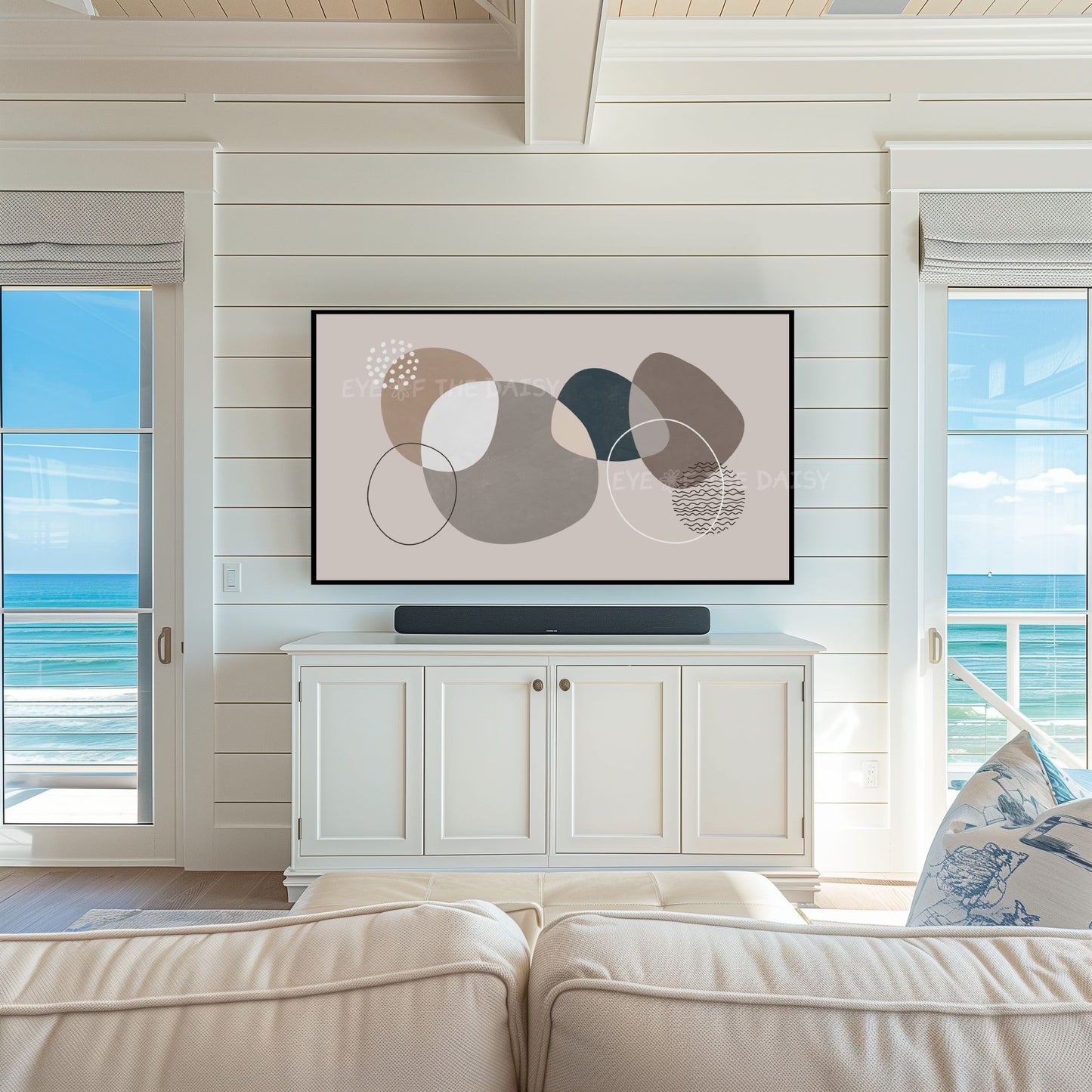 Grey Modern Abstract 4K TV Art | Contemporary Organic Shapes Art for TV Screen