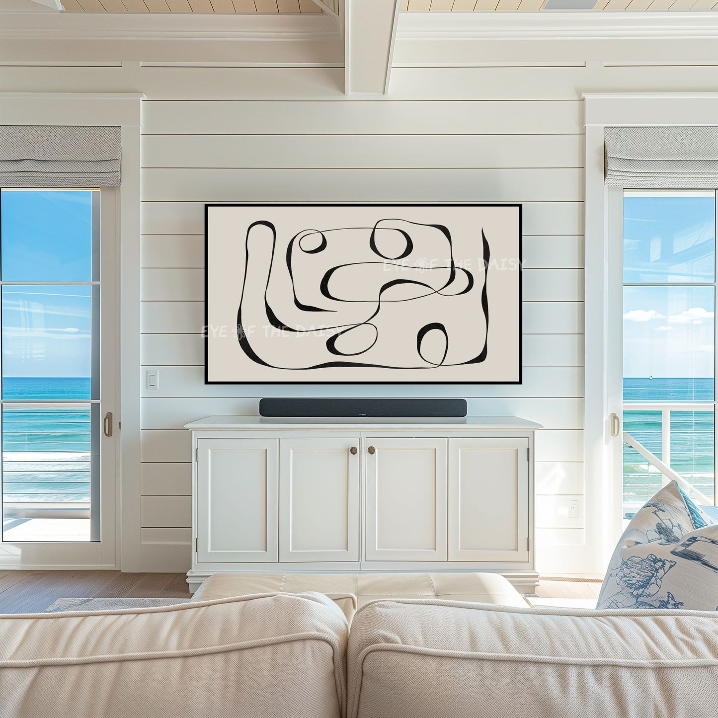 Neutral Abstract Scribble 4K TV Art | Contemporary Minimal Line Drawing TV Art 4K