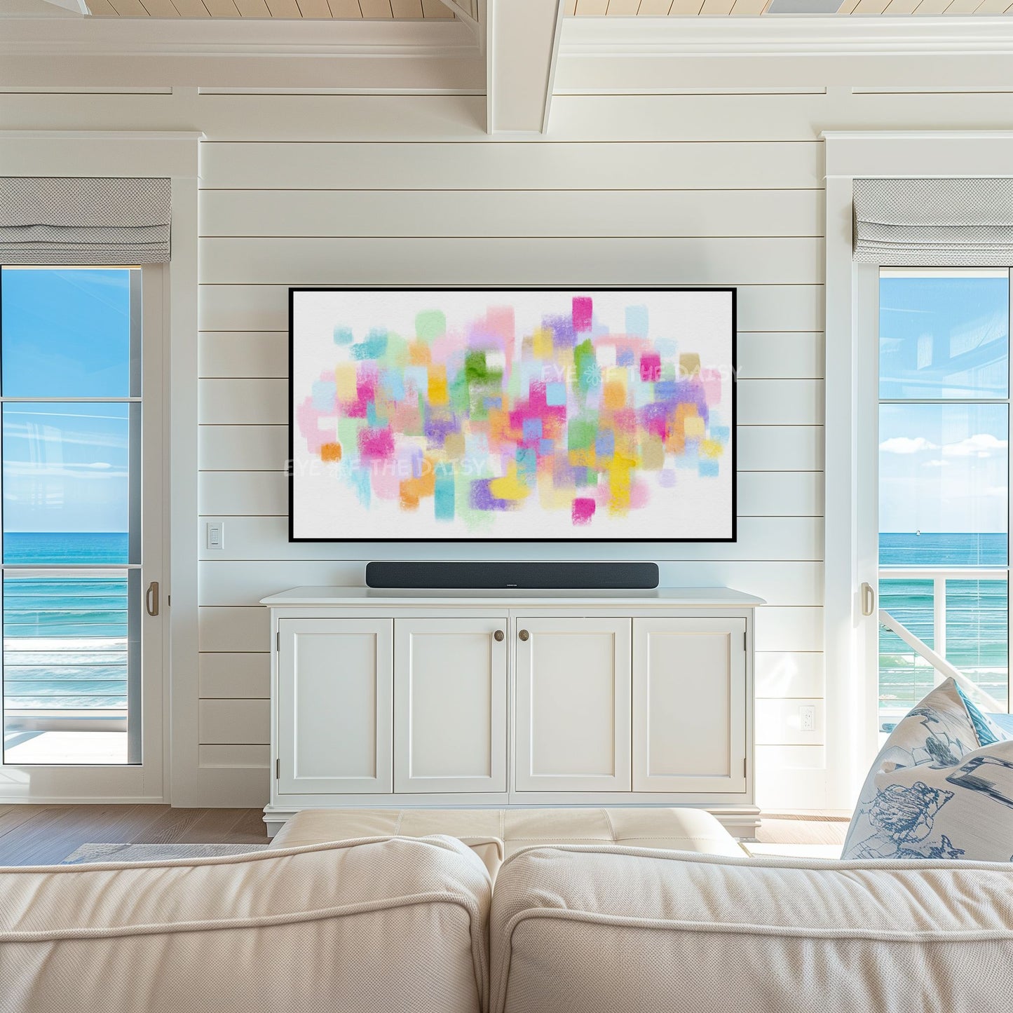 Pink Purple Green Yellow Abstract Expressionist 4K TV Art | Colourful Brushstrokes TV Art