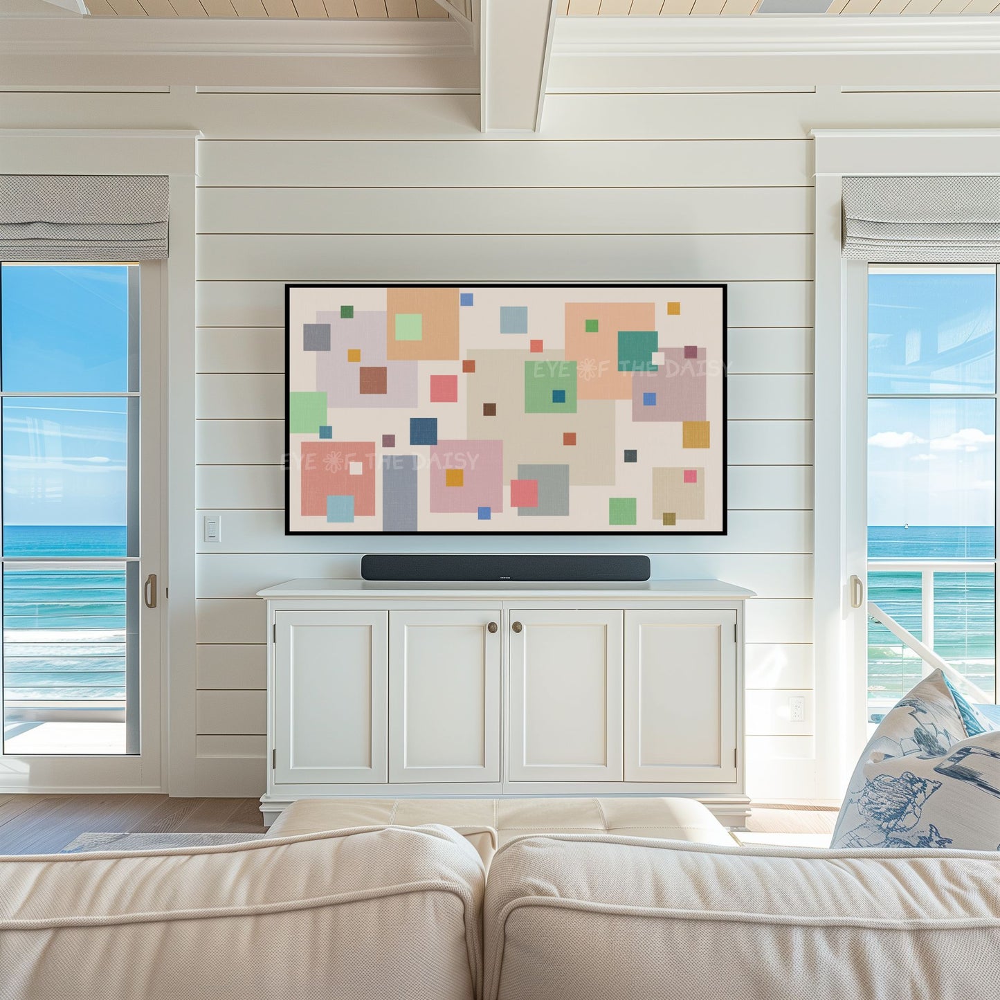 Pastel Colourful Squares Abstract 4K TV Art | Minimal Mid Century Modern Art for TV Screen